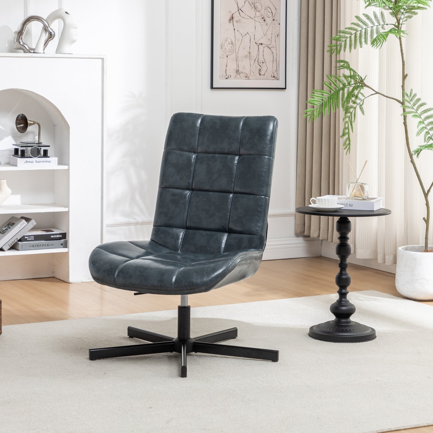 Roundhill Furniture Arlena Faux Leather Tufted Swivel Accent Chair