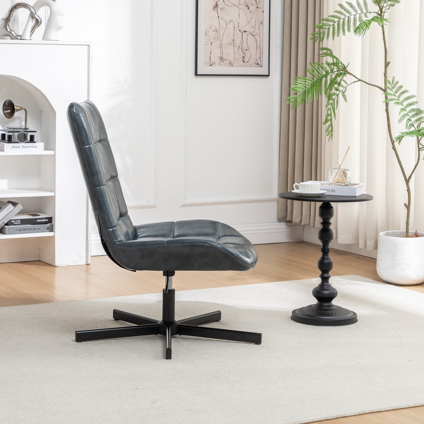 Roundhill Furniture Arlena Faux Leather Tufted Swivel Accent Chair