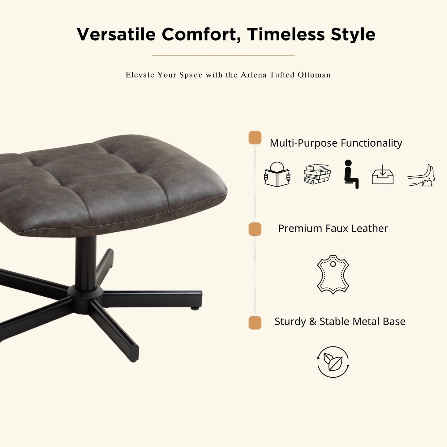Roundhill Furniture Arlena Faux Leather Tufted Accent Chair and Ottoman