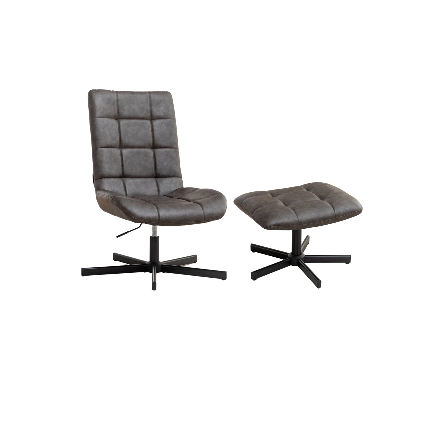 Roundhill Furniture Arlena Faux Leather Tufted Accent Chair and Ottoman