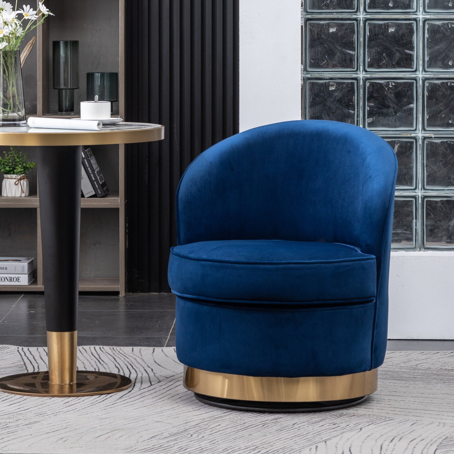 Roundhill Furniture Wania Contemporary Velvet Swivel Chair