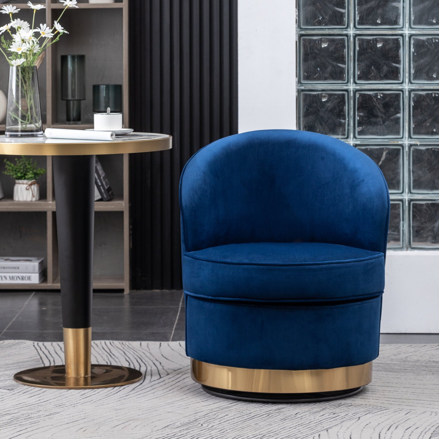 Roundhill Furniture Wania Contemporary Velvet Swivel Chair