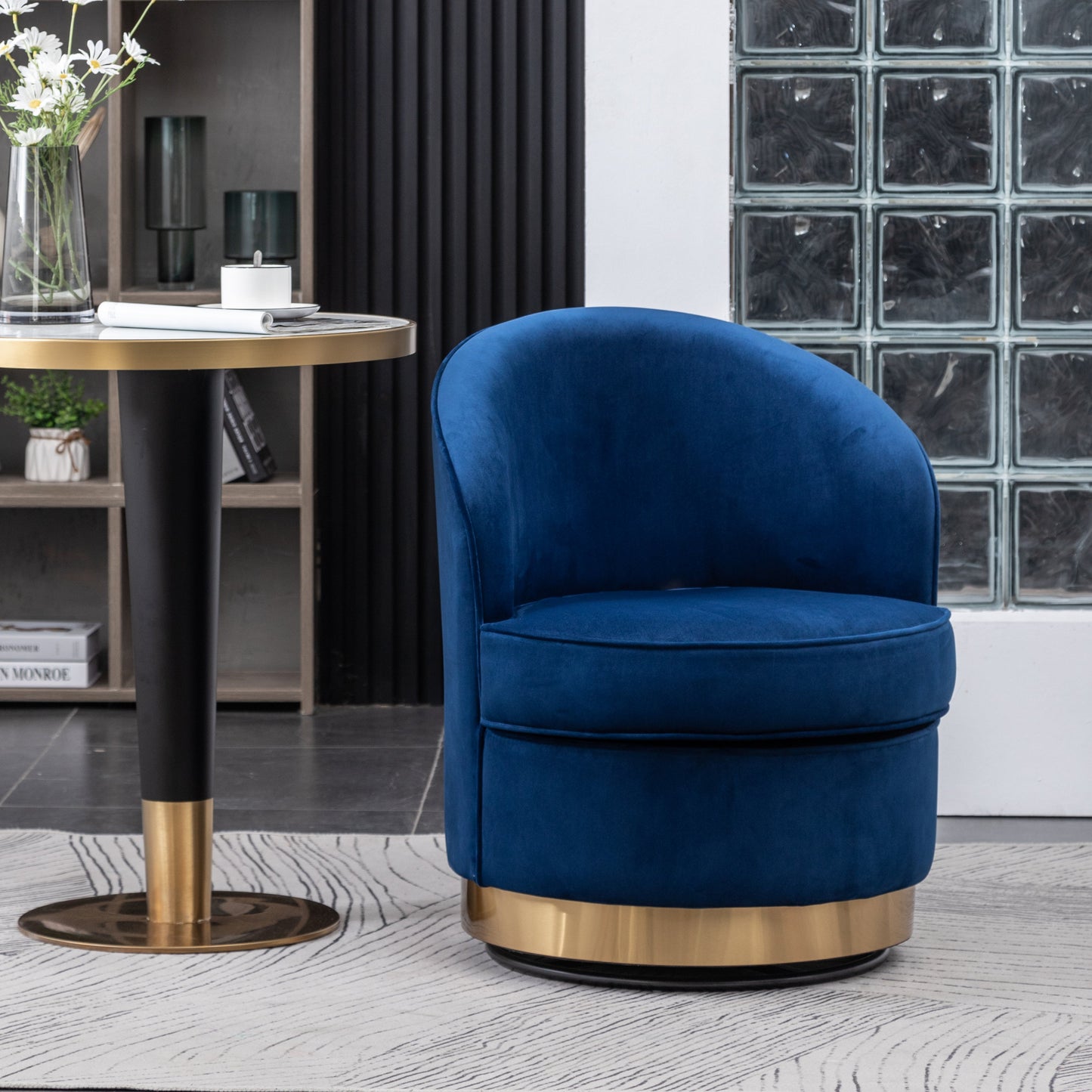 Roundhill Furniture Wania Contemporary Velvet Swivel Chair