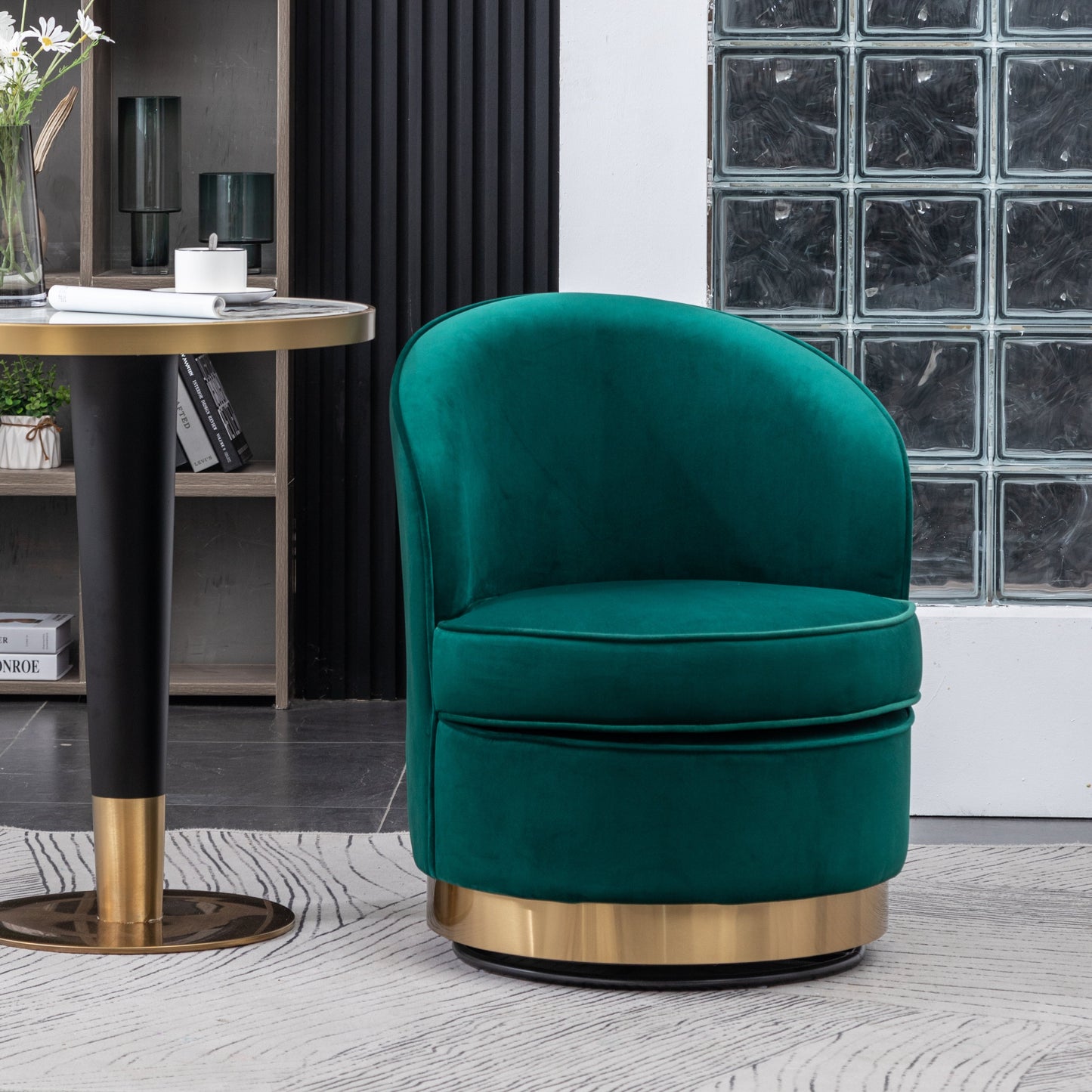Roundhill Furniture Wania Contemporary Velvet Swivel Chair