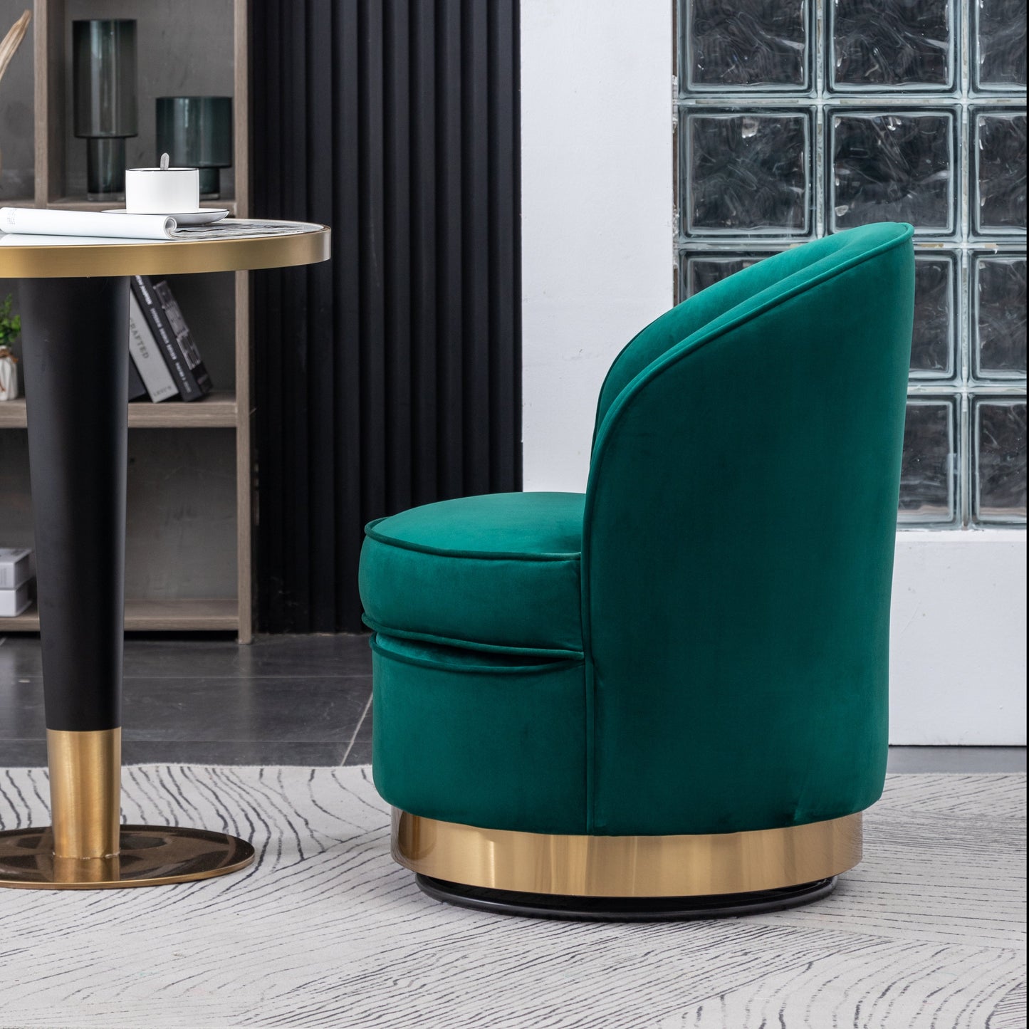 Roundhill Furniture Wania Contemporary Velvet Swivel Chair