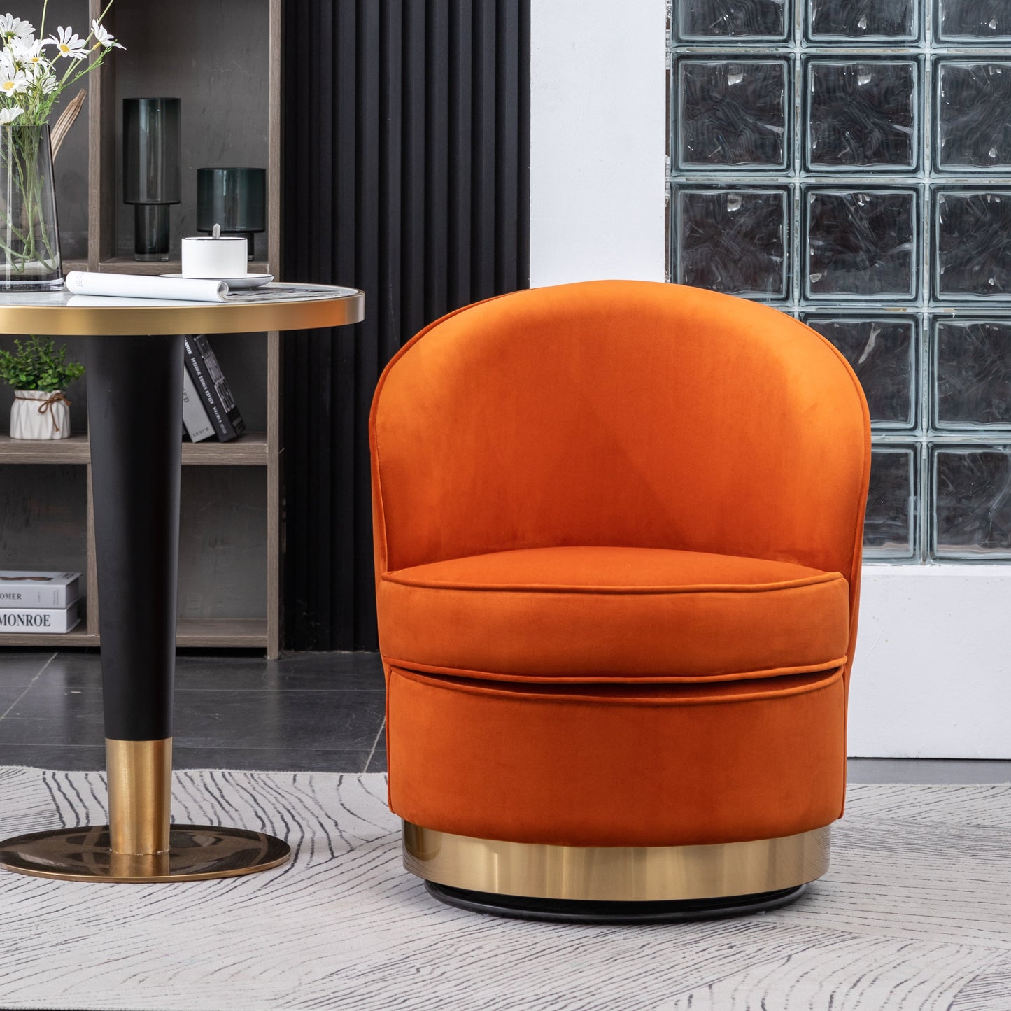Roundhill Furniture Wania Contemporary Velvet Swivel Chair
