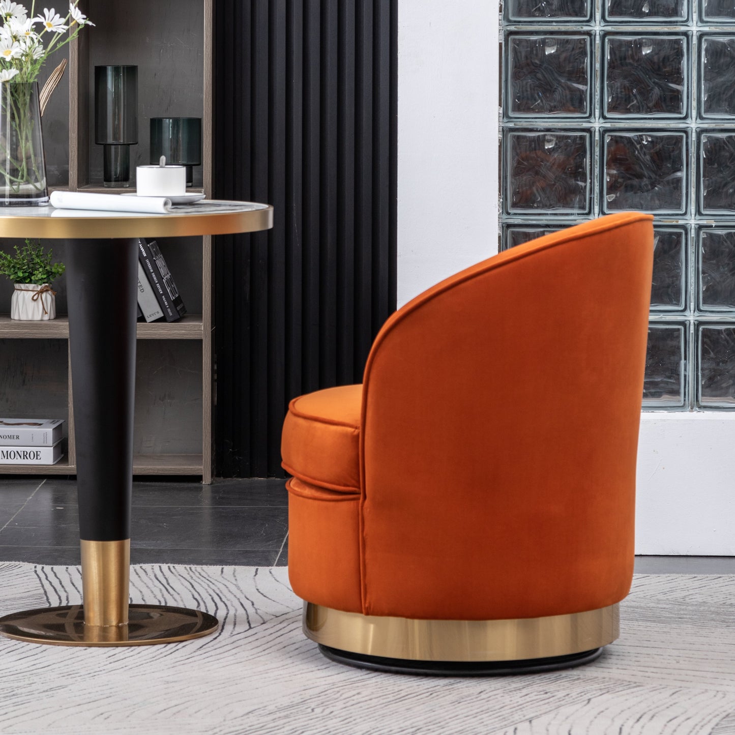 Roundhill Furniture Wania Contemporary Velvet Swivel Chair