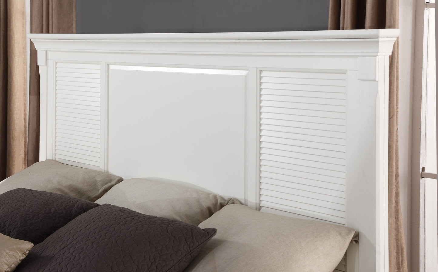 Regitina Contemporary White Wood Panel Bed
