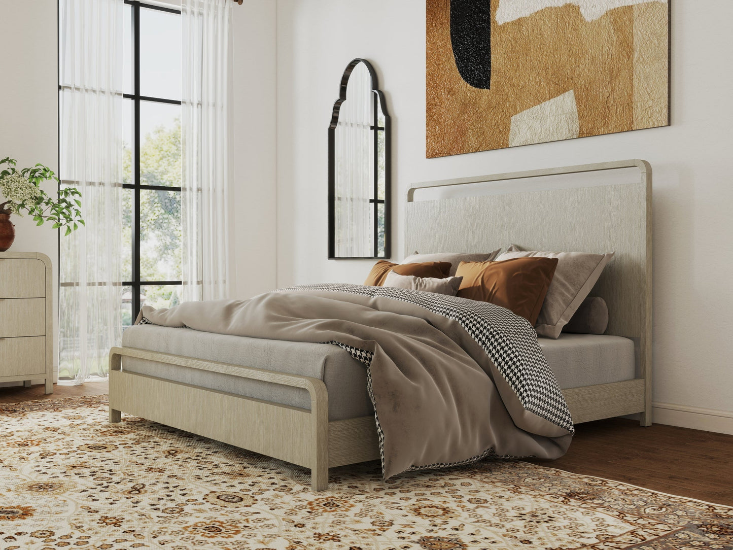 Roundhill Furniture Tavari Bedroom Collection in Light Gray