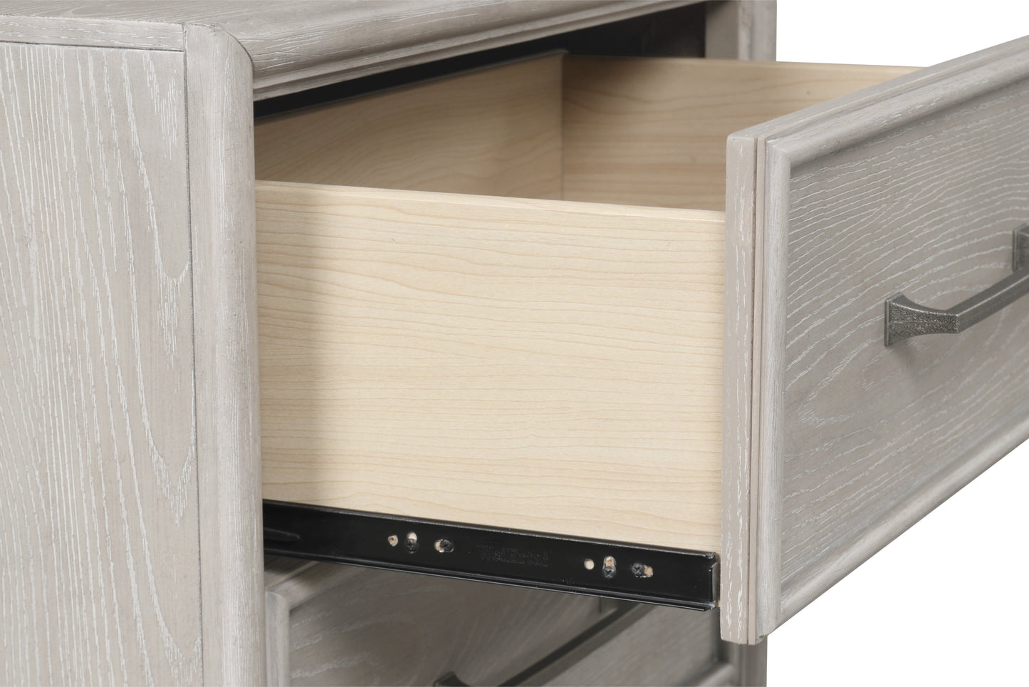 Roundhill Furniture Seluna 2-Drawer Bedroom Nightstand with built-in USB port, Gray Oak Finish