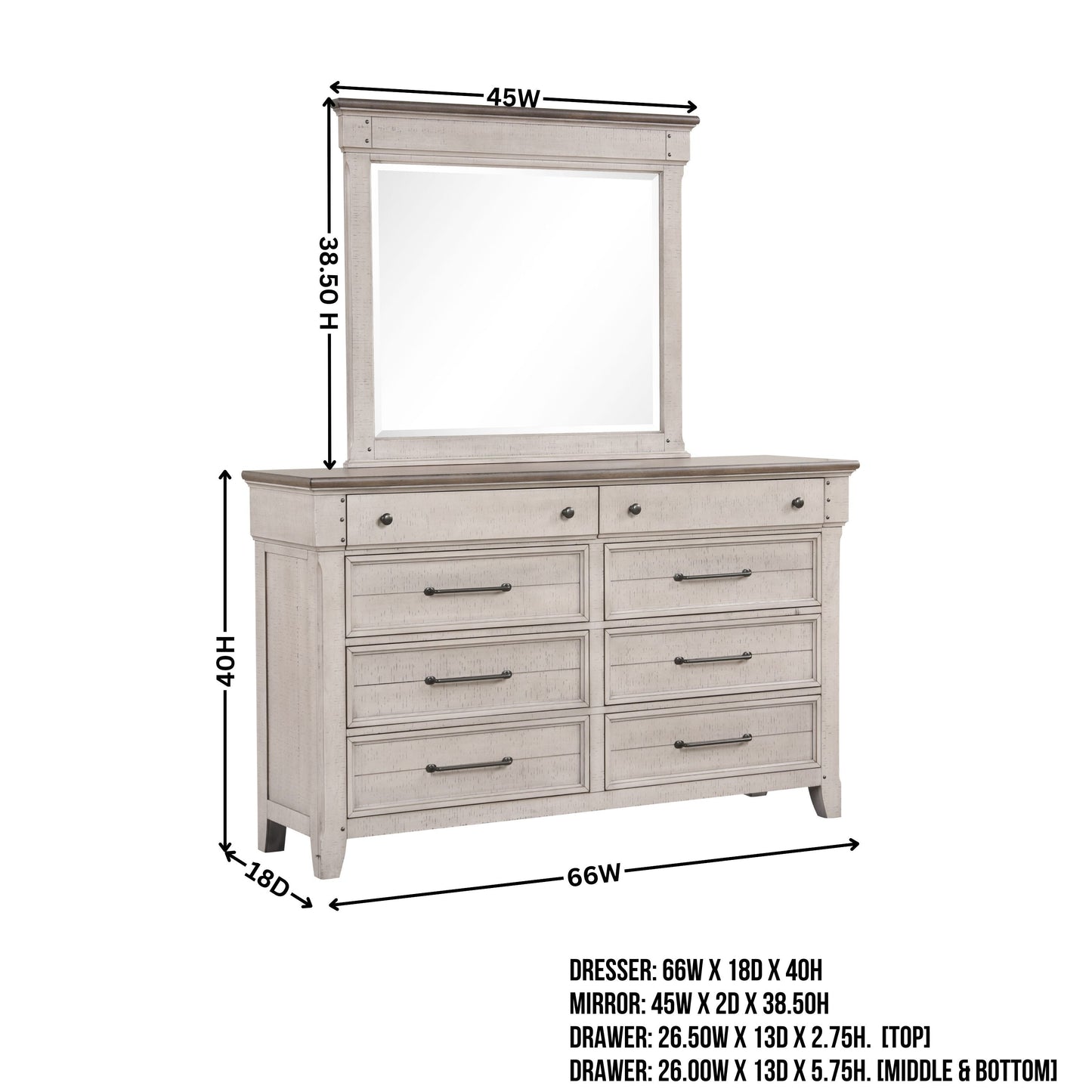 Walcott Bedroom Collection with Touch LED Lighting, Weathered Dusty-taupe Finish
