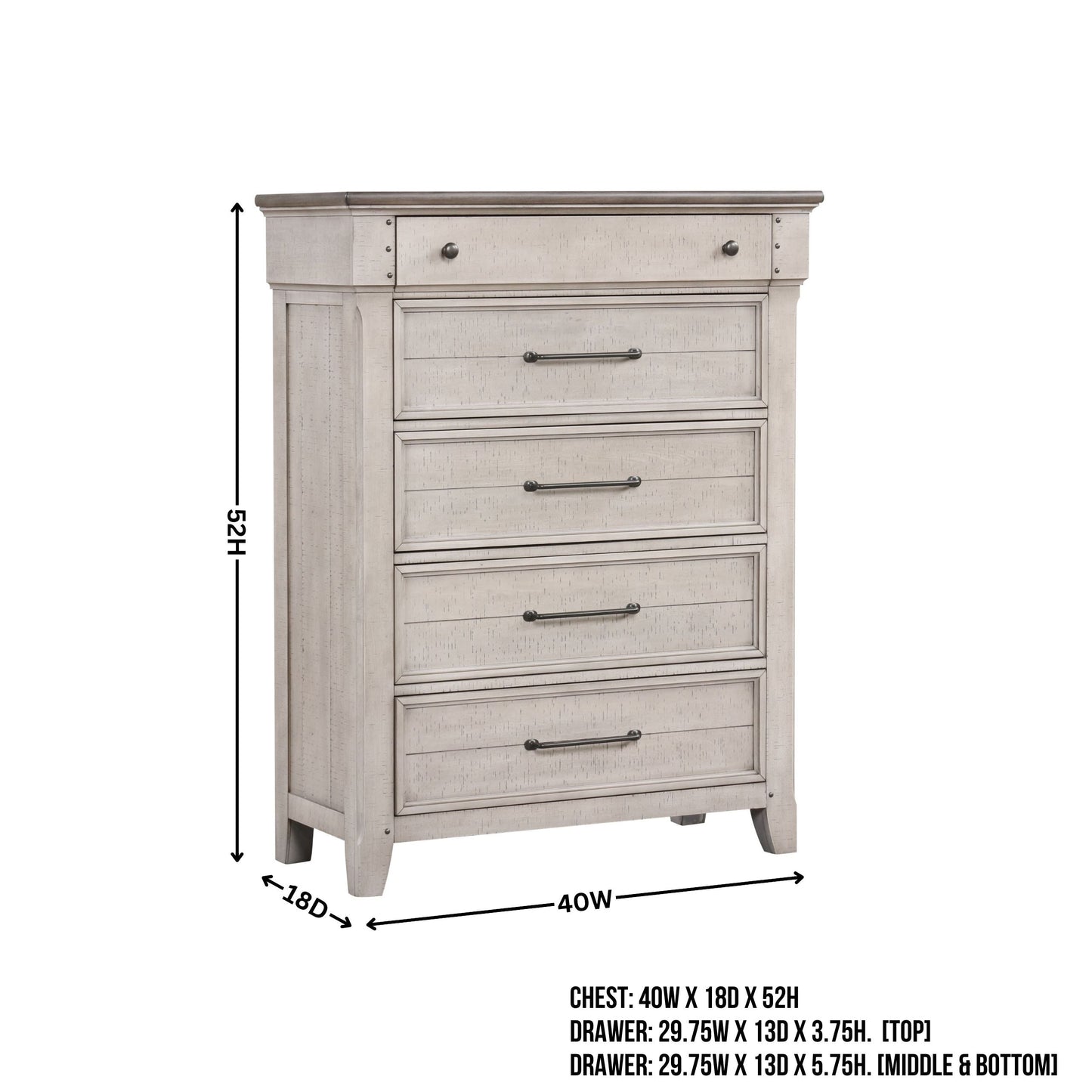 Walcott Bedroom Collection with Touch LED Lighting, Weathered Dusty-taupe Finish