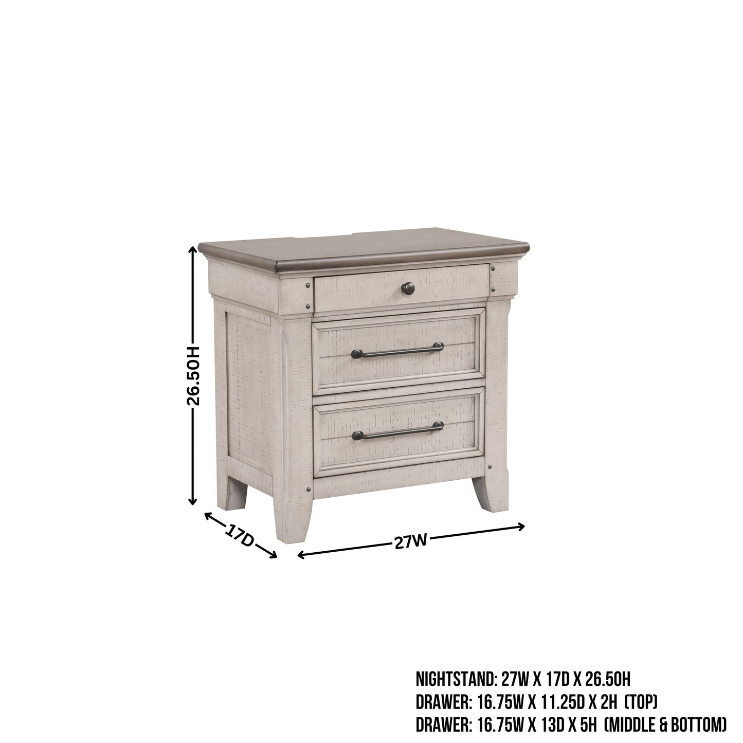 Walcott Bedroom Collection with Touch LED Lighting, Weathered Dusty-taupe Finish