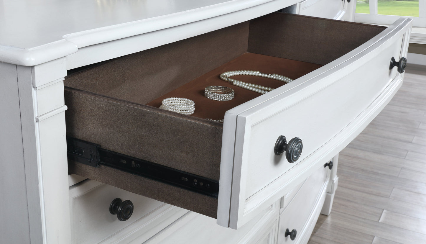 Saline Wood Planked Style 8-Drawer Dresser in White Finish