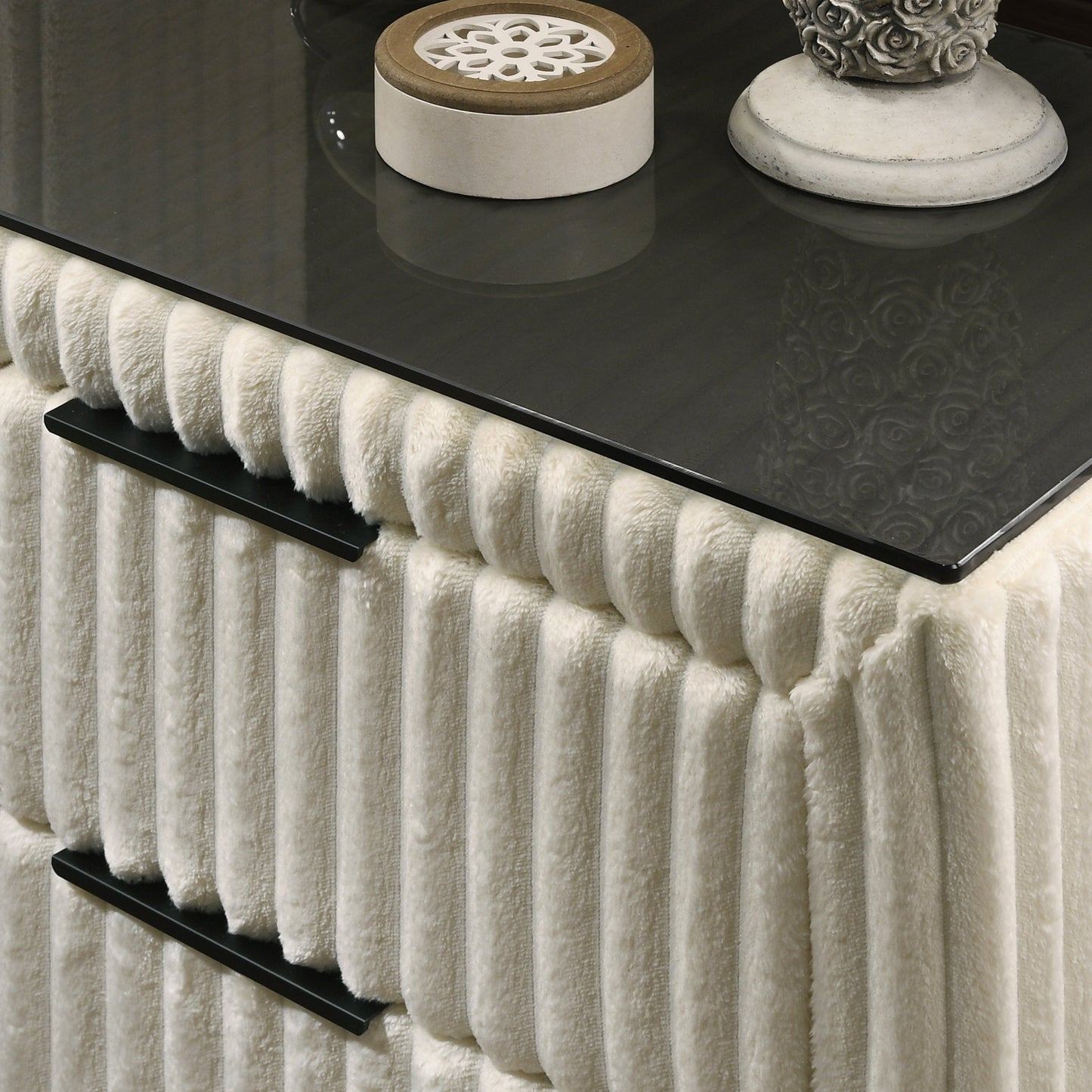Roundhill Furniture Mavela Wide-wale Corduroy Upholstery Panel Bed with 2 Nightstands and Bench