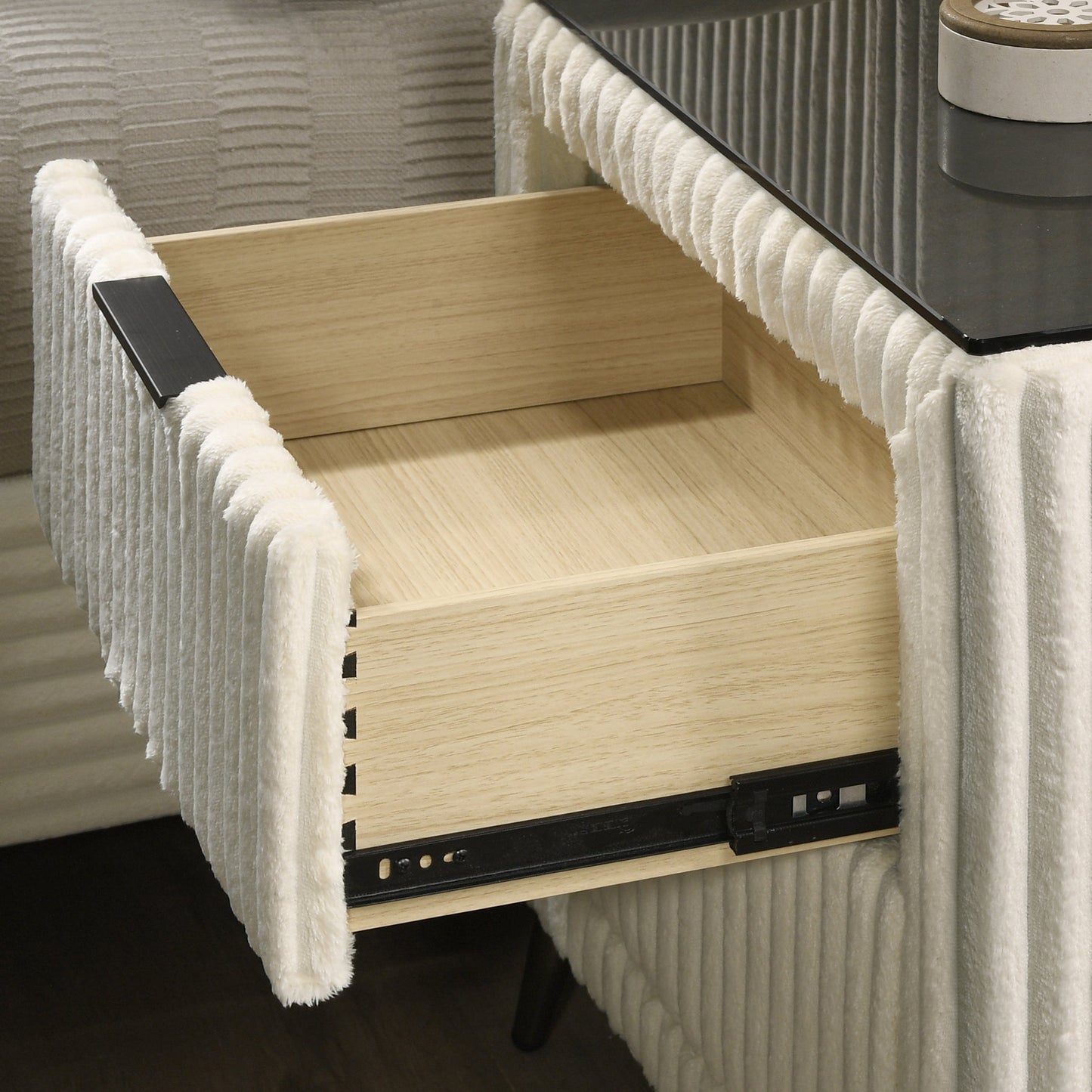Roundhill Furniture Mavela Wide-wale Corduroy Upholstery Panel Bed with 2 Nightstands and Bench