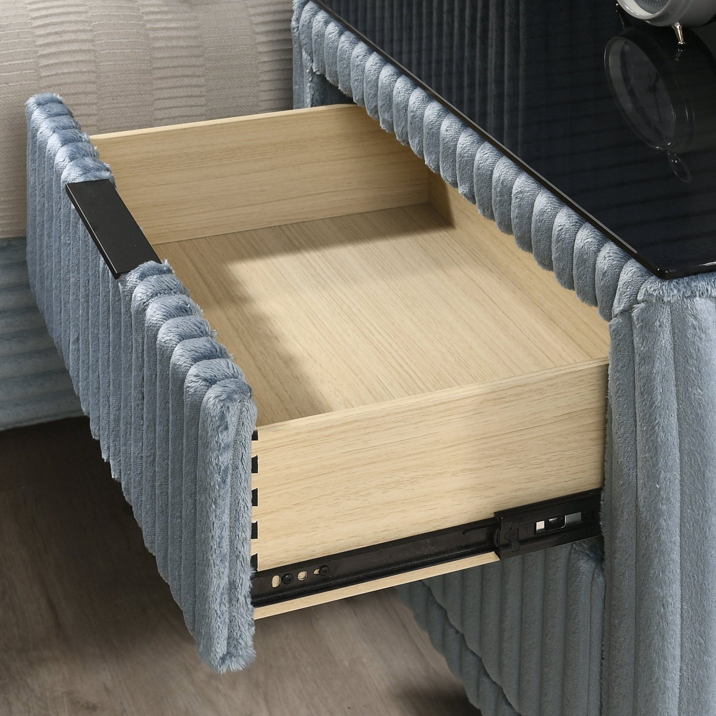 Roundhill Furniture Mavela Wide-wale Corduroy Upholstery Panel Bed with 2 Nightstands and Bench