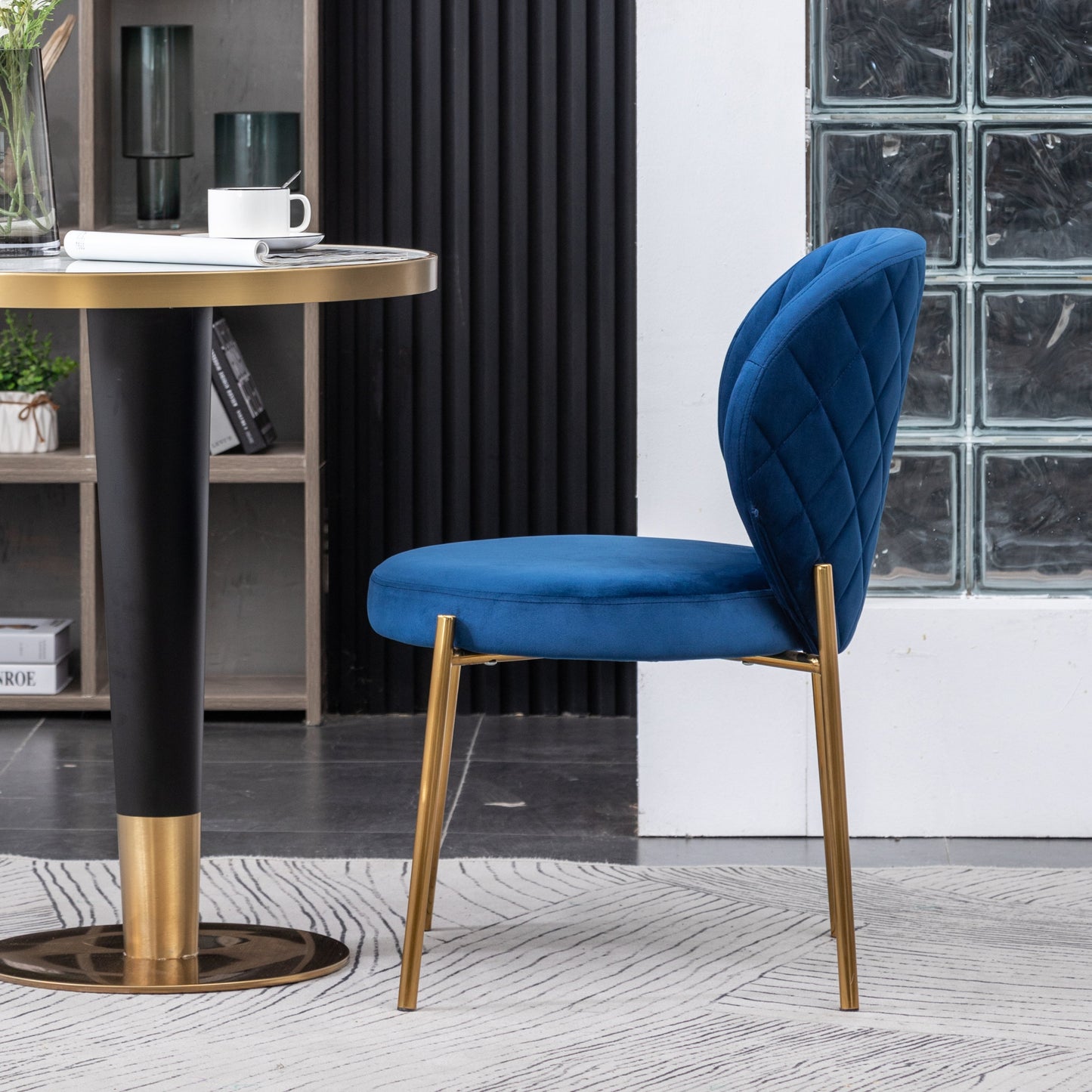Roundhill Furniture Amoa Contemporary Velvet Upholstery Dining Chairs, Set of 2
