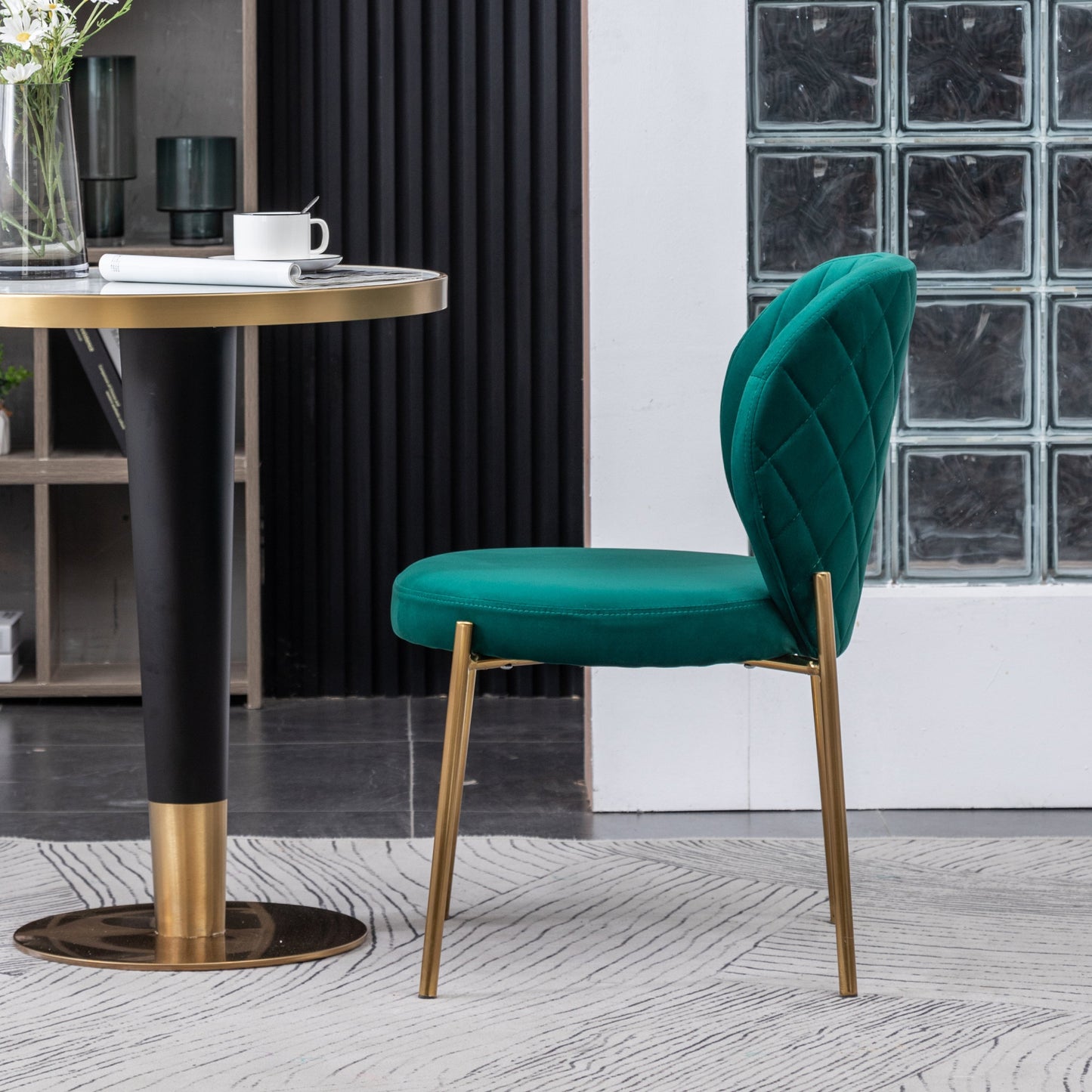 Roundhill Furniture Amoa Contemporary Velvet Upholstery Dining Chairs, Set of 2