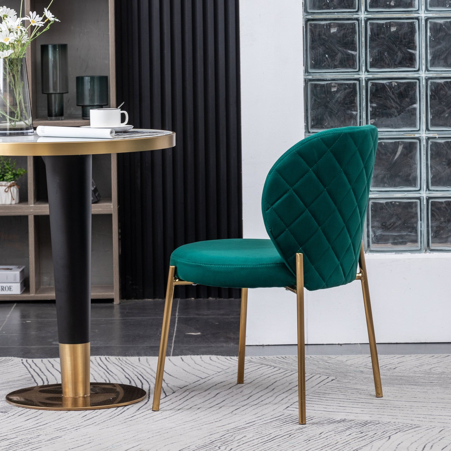 Roundhill Furniture Amoa Contemporary Velvet Upholstery Dining Chairs, Set of 2