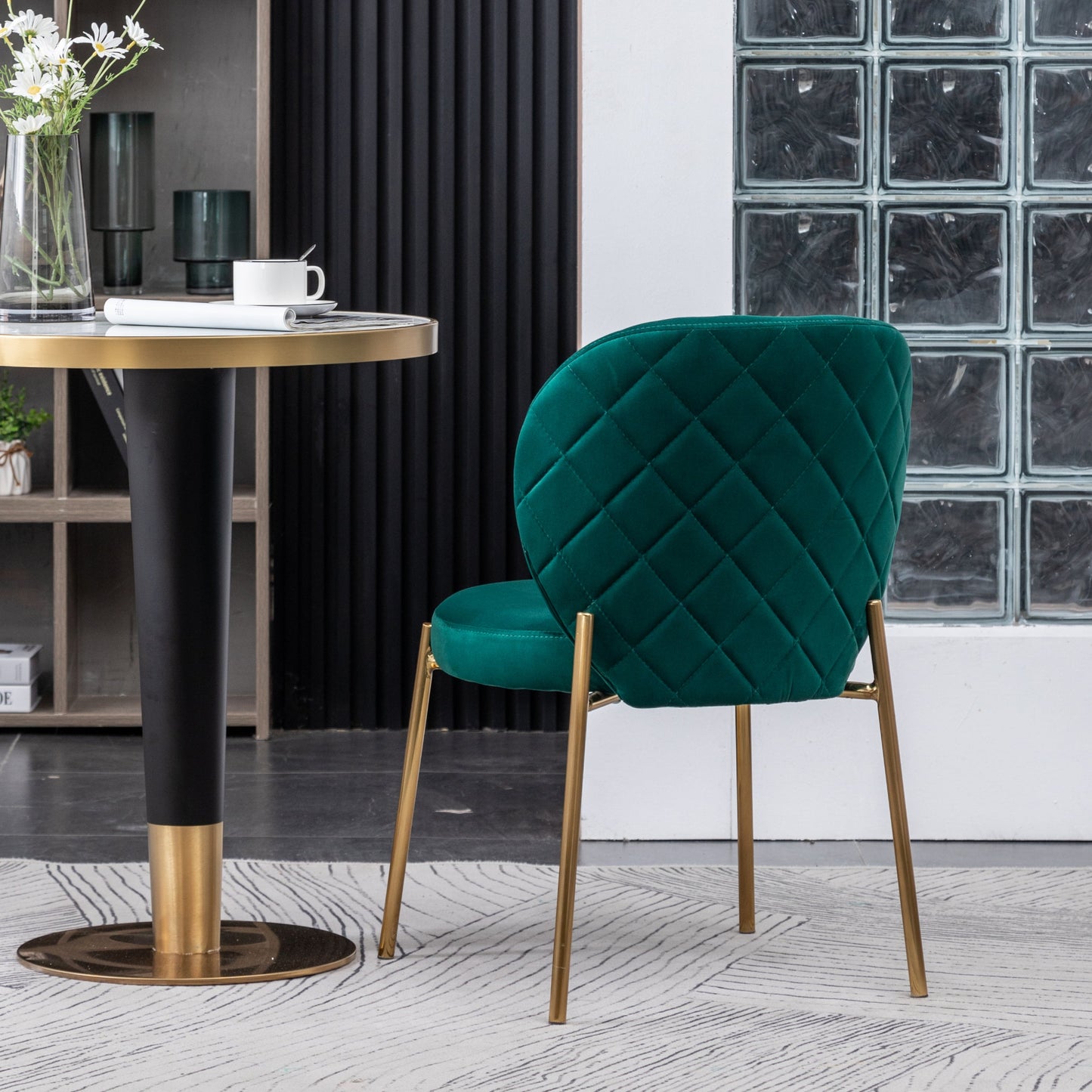Roundhill Furniture Amoa Contemporary Velvet Upholstery Dining Chairs, Set of 2
