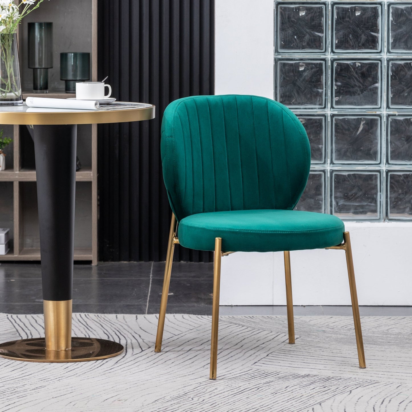 Roundhill Furniture Amoa Contemporary Velvet Upholstery Dining Chairs, Set of 2