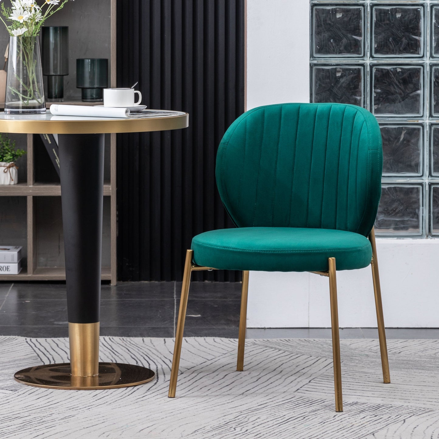 Roundhill Furniture Amoa Contemporary Velvet Upholstery Dining Chairs, Set of 2