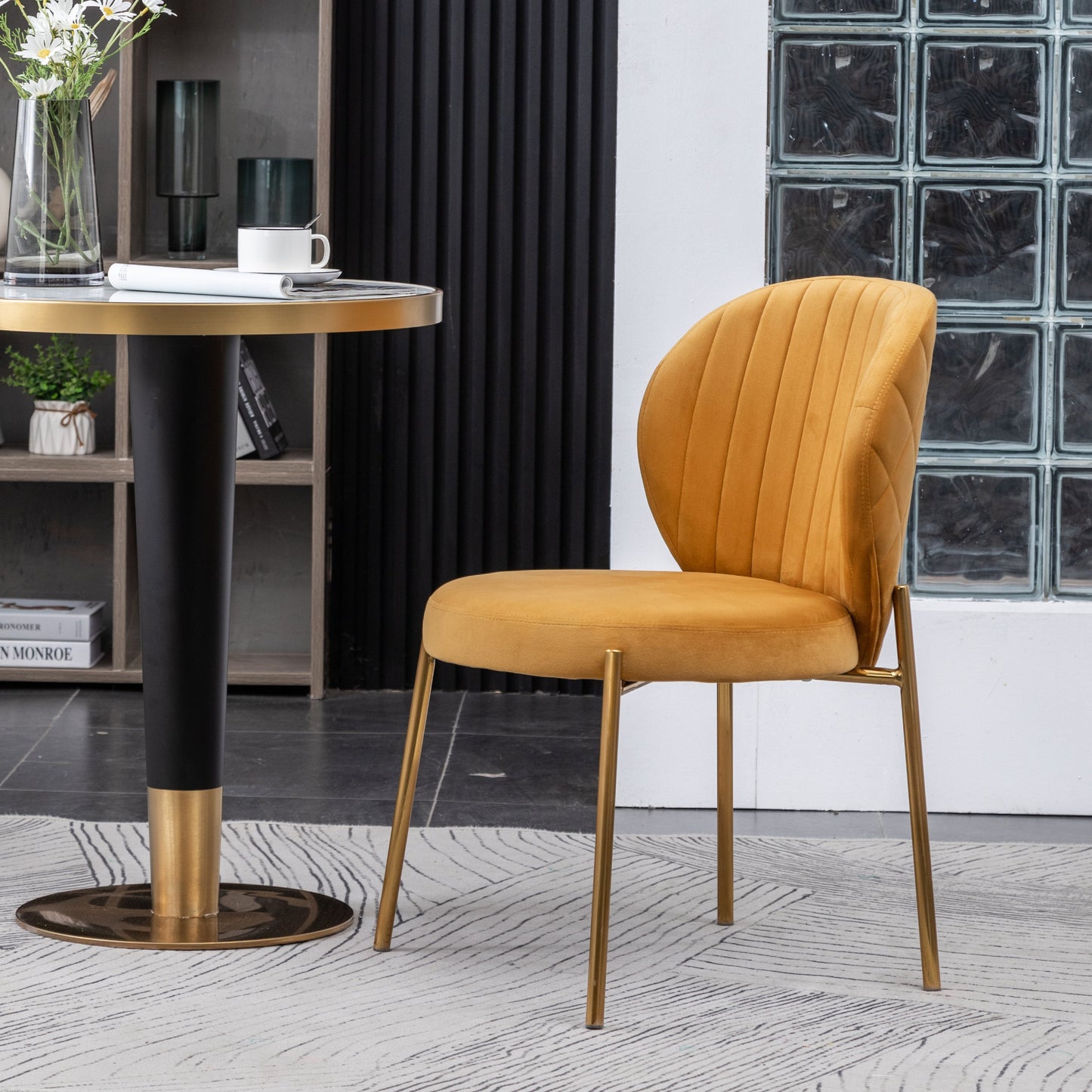 Roundhill Furniture Amoa Contemporary Velvet Upholstery Dining Chairs, Set of 2
