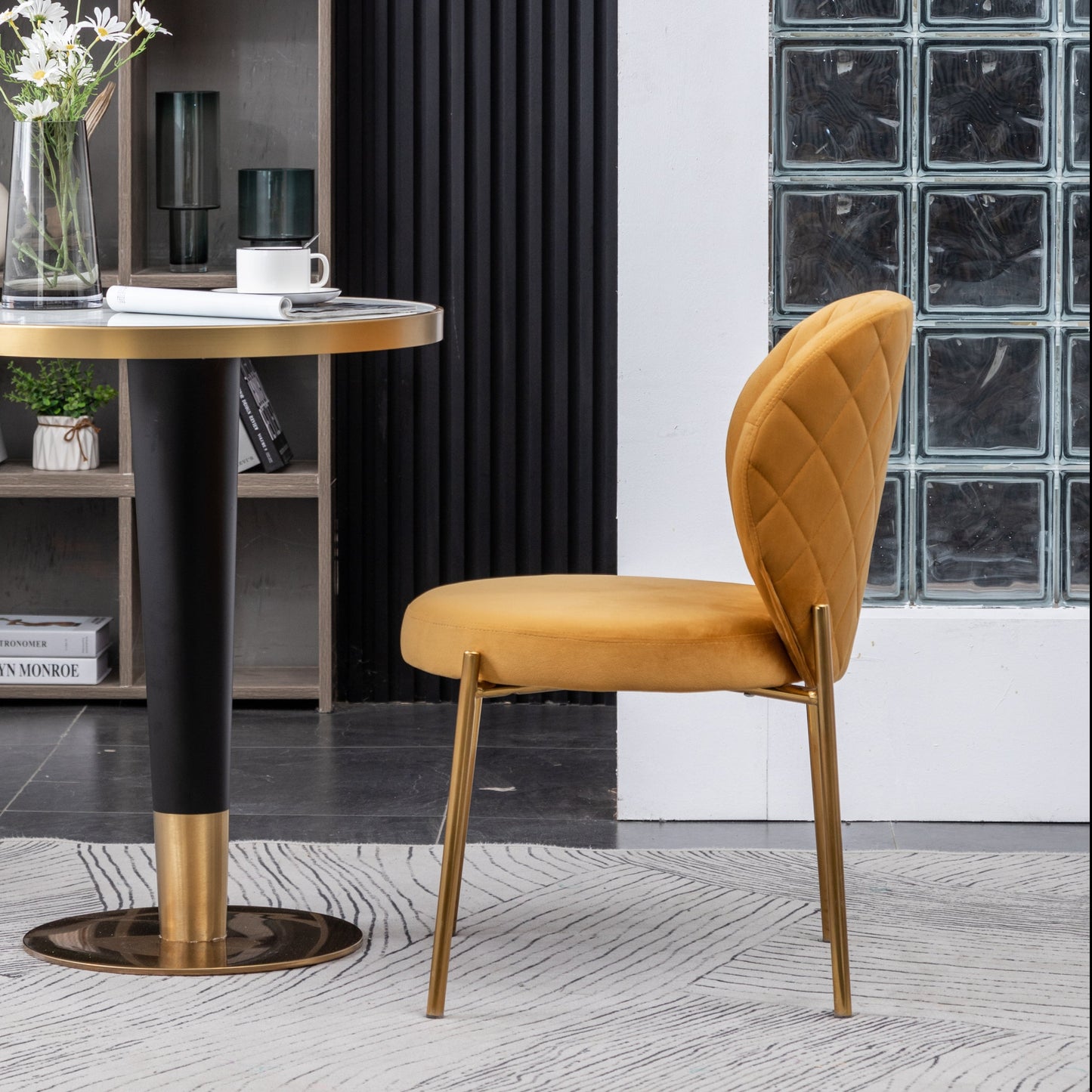 Roundhill Furniture Amoa Contemporary Velvet Upholstery Dining Chairs, Set of 2