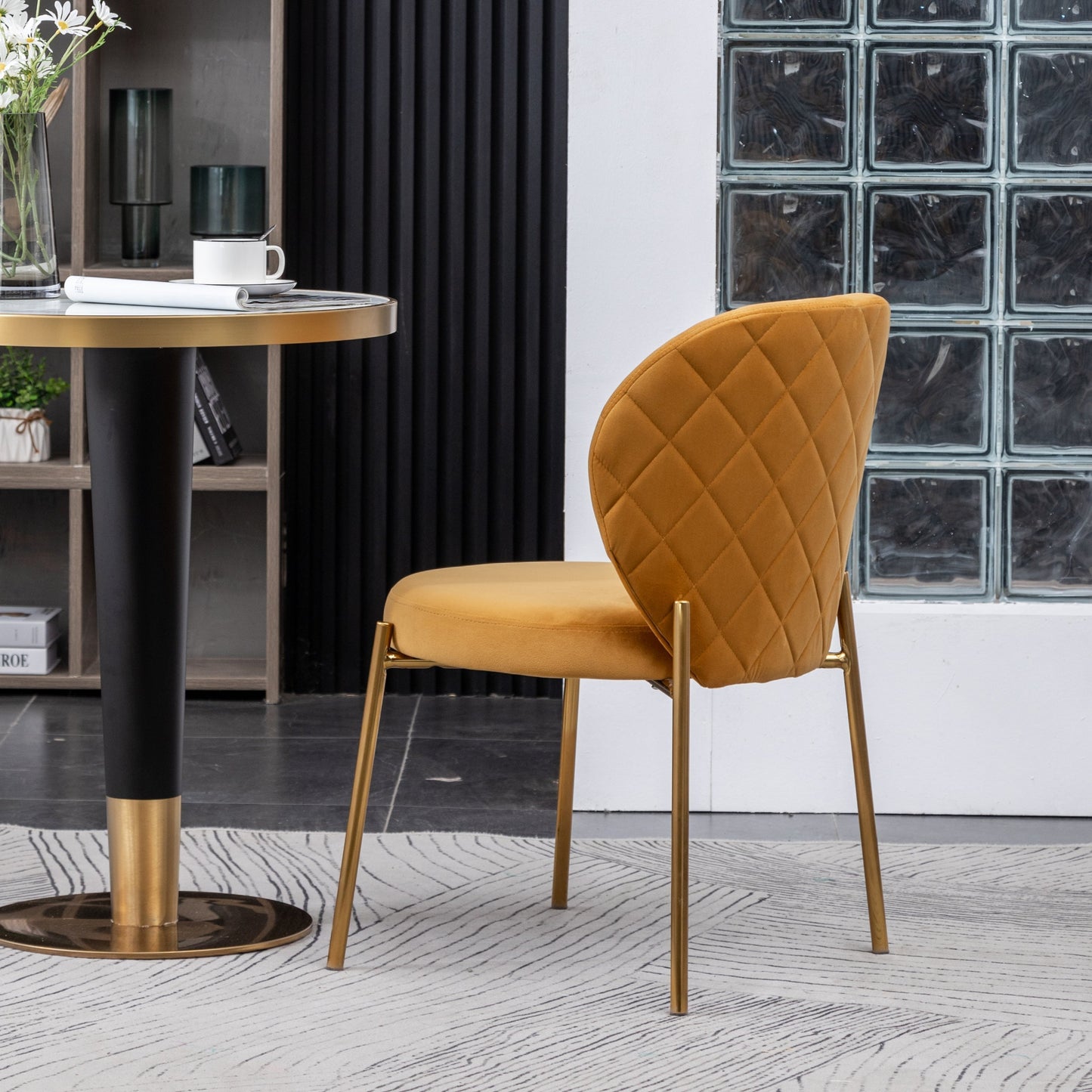 Roundhill Furniture Amoa Contemporary Velvet Upholstery Dining Chairs, Set of 2