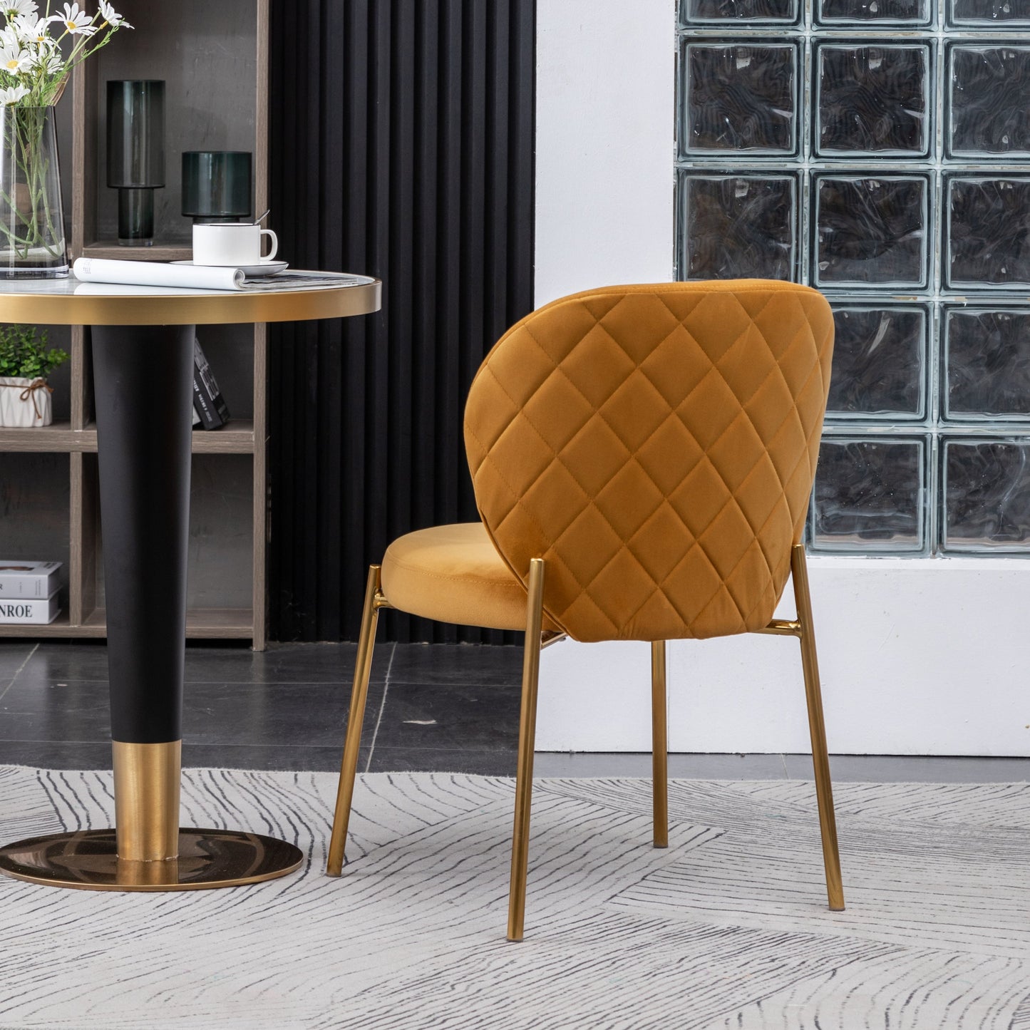 Roundhill Furniture Amoa Contemporary Velvet Upholstery Dining Chairs, Set of 2