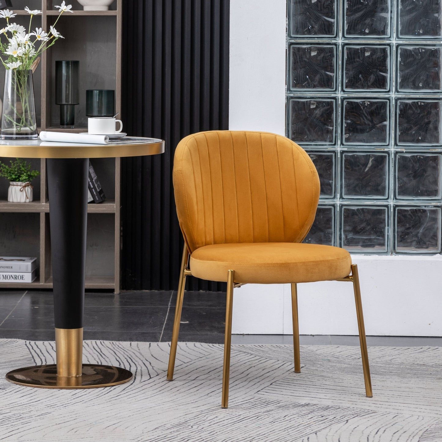 Roundhill Furniture Amoa Contemporary Velvet Upholstery Dining Chairs, Set of 2