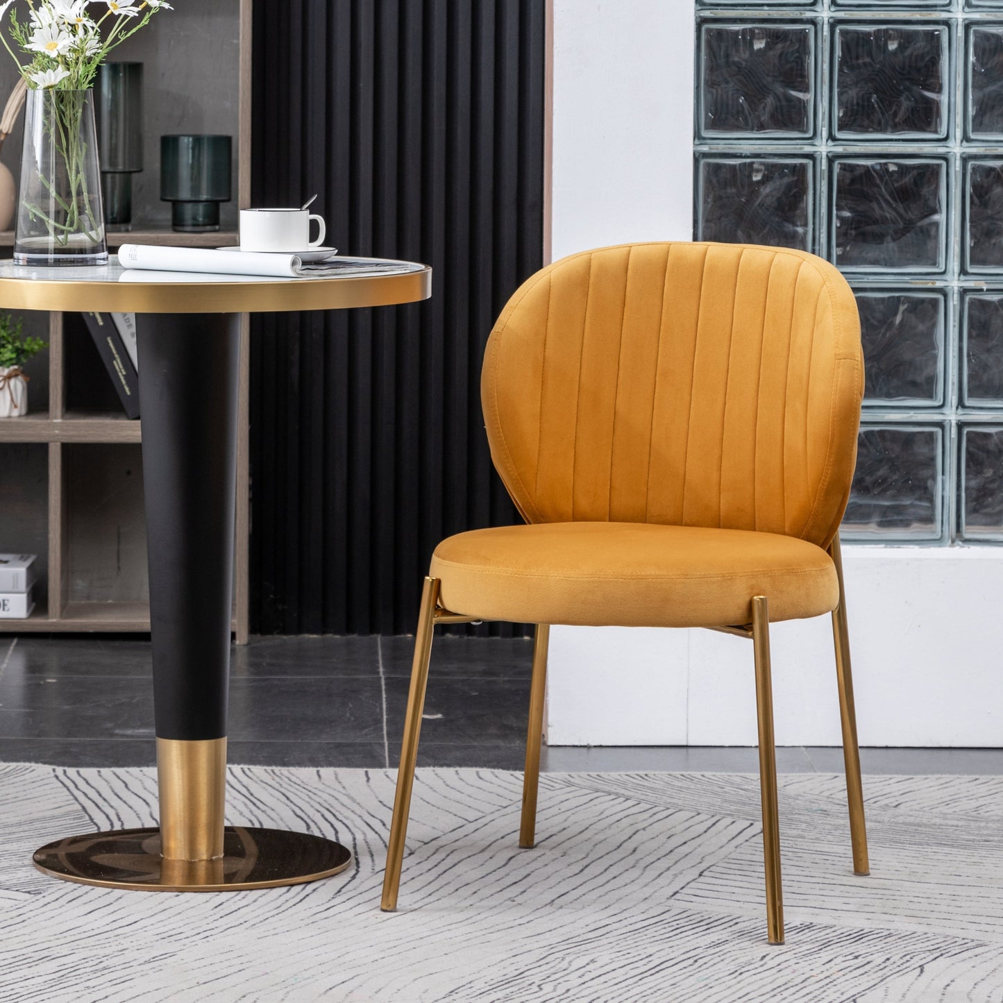 Roundhill Furniture Amoa Contemporary Velvet Upholstery Dining Chairs, Set of 2