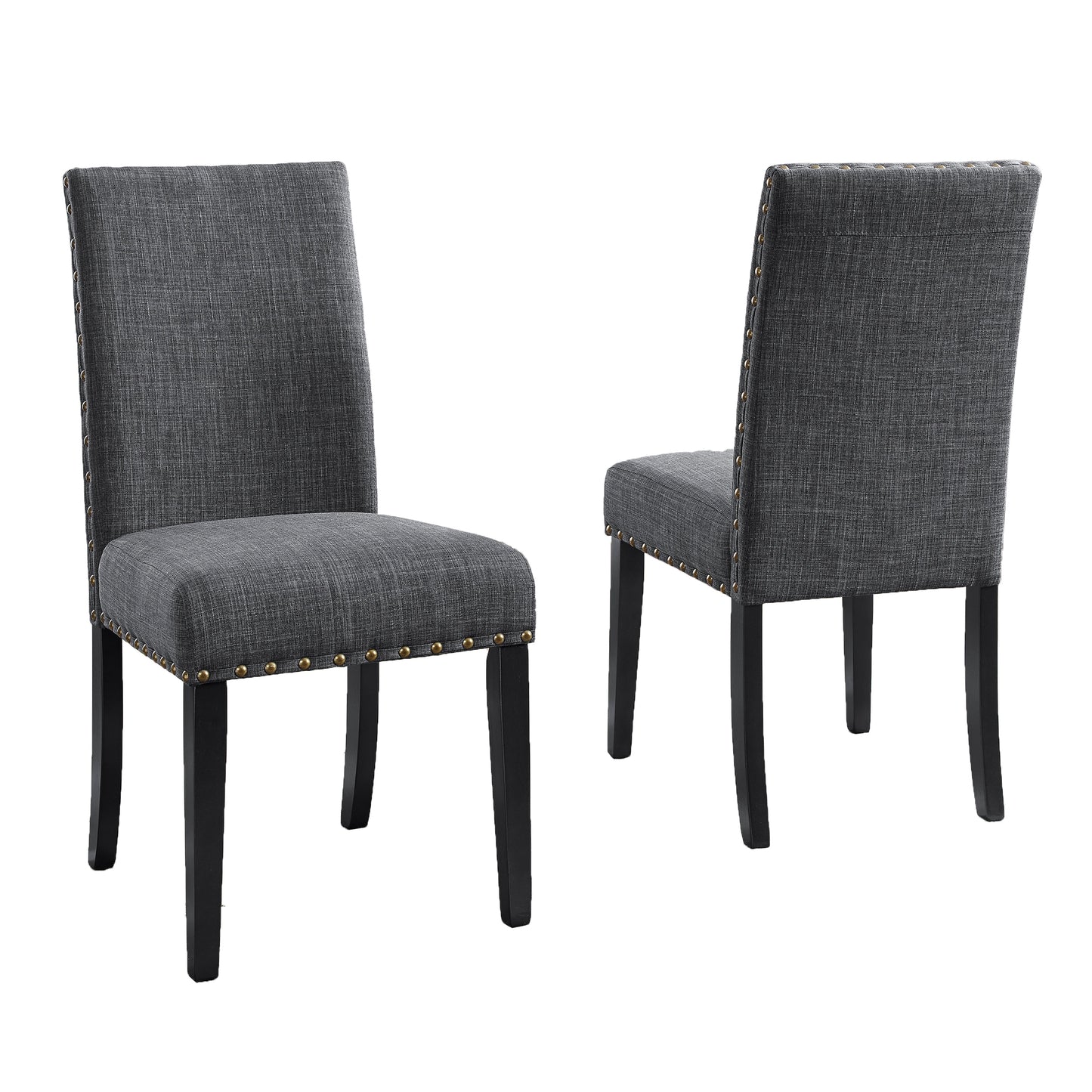 Roundhill Furniture Biony Fabric Dining Chairs with Nailhead Trim, Set of 2