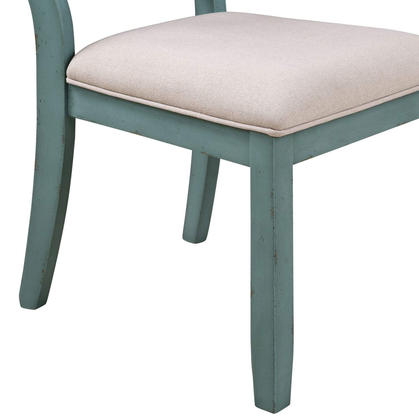 Roundhill Furniture Prato Wood Cross Back Upholstered Dining Chairs, Set of 2