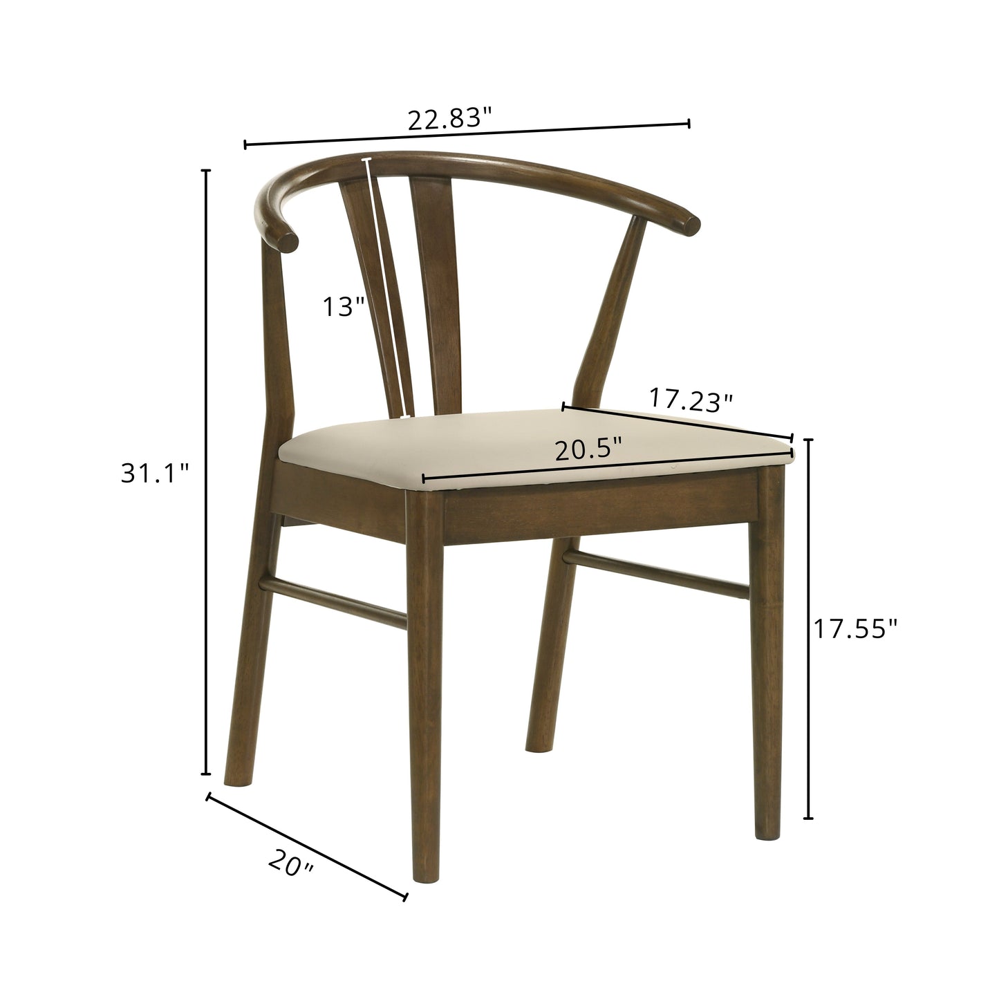 Roundhill Furniture Lavin Wishbone Dining Chairs, Set of 2