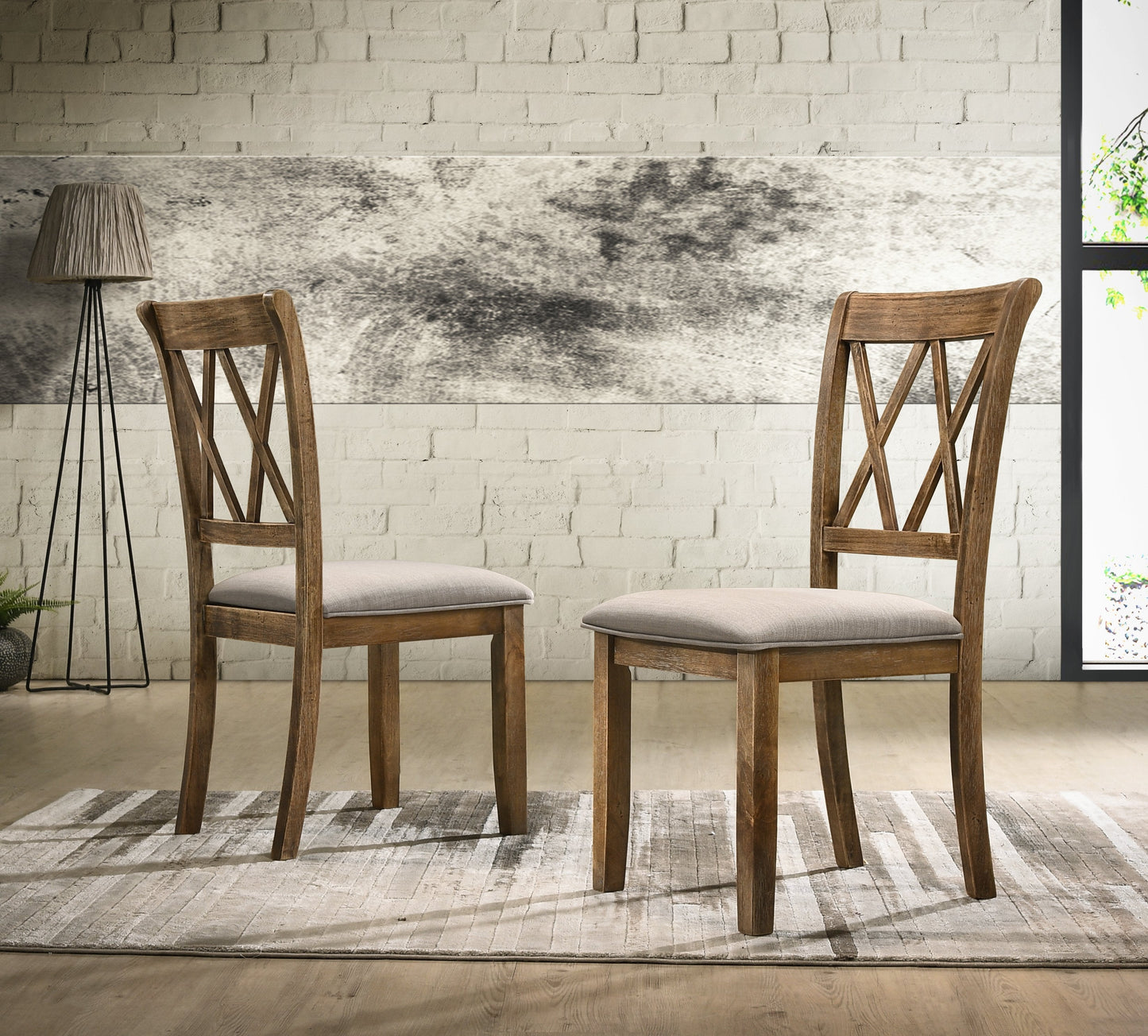 Windvale Upholstered Cross-back Dining Chair, Set of 2