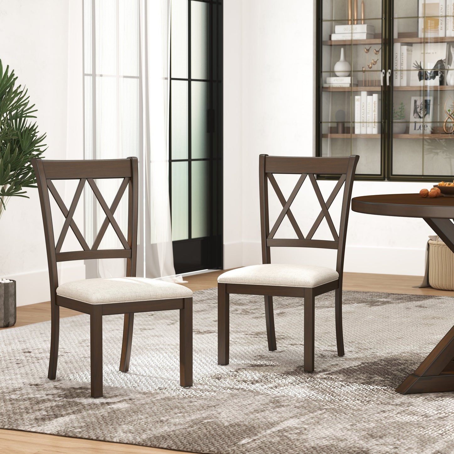 Windvale Upholstered Cross-back Dining Chair, Set of 2