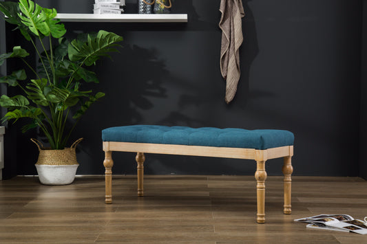 Habit Solid Wood Blue Button Tufted Dining Bench