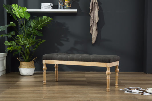 Habit Solid Wood Charcoal Button Tufted Dining Bench