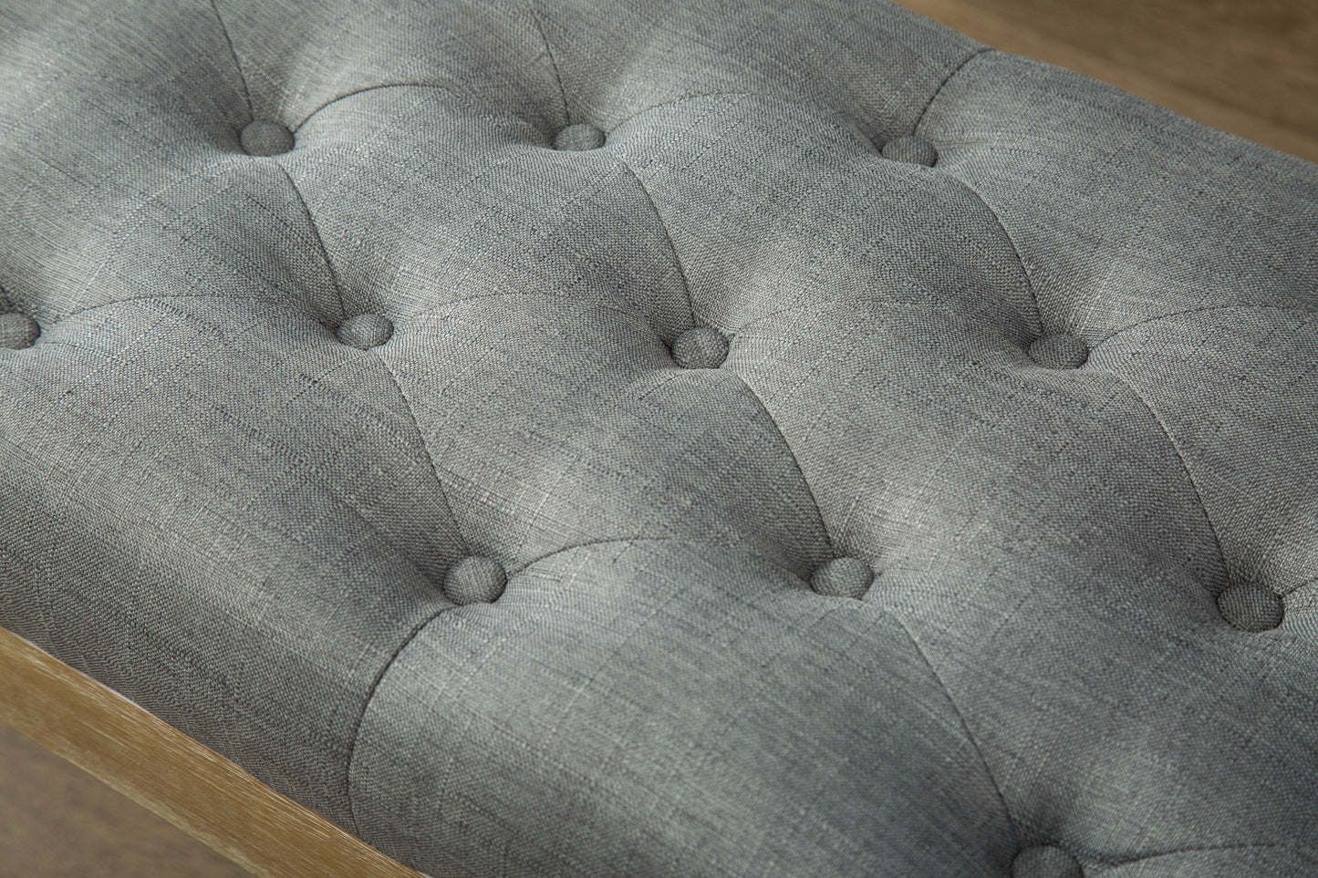 Habit Solid Wood Gray Button Tufted Dining Bench