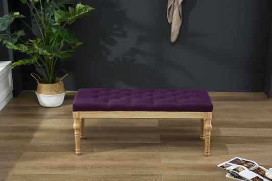 Habit Solid Wood Purple Button Tufted Dining Bench