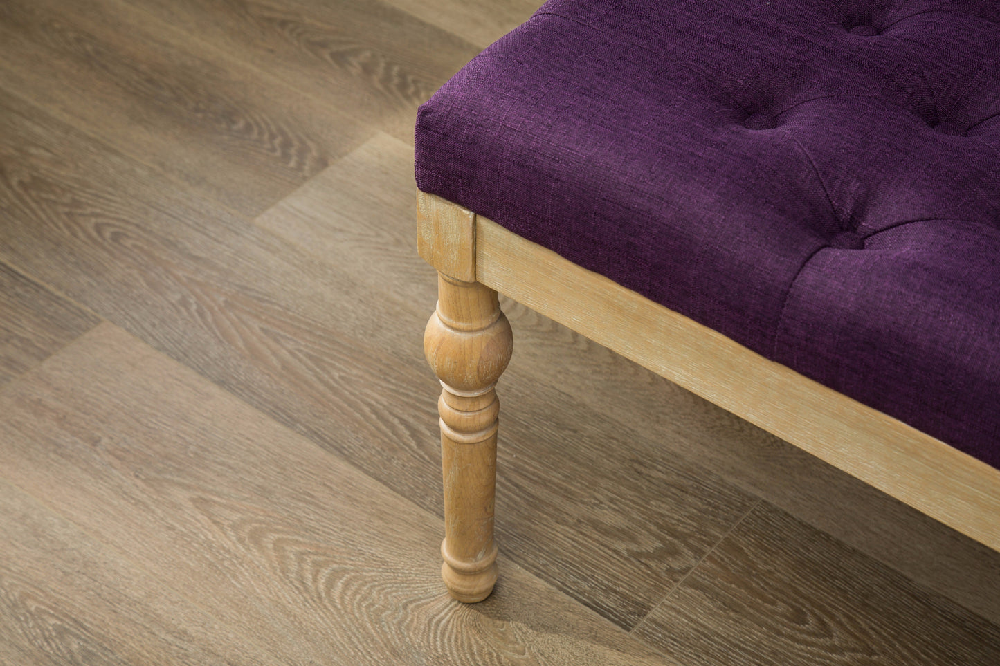 Habit Solid Wood Purple Button Tufted Dining Bench