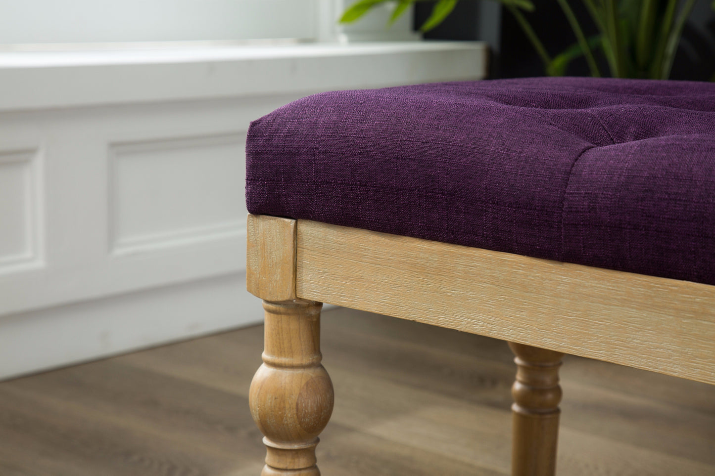 Habit Solid Wood Purple Button Tufted Dining Bench