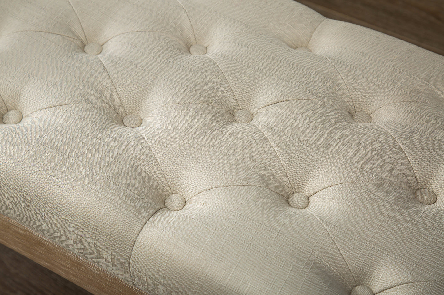 Habit Solid Wood Tan Button Tufted Dining Bench