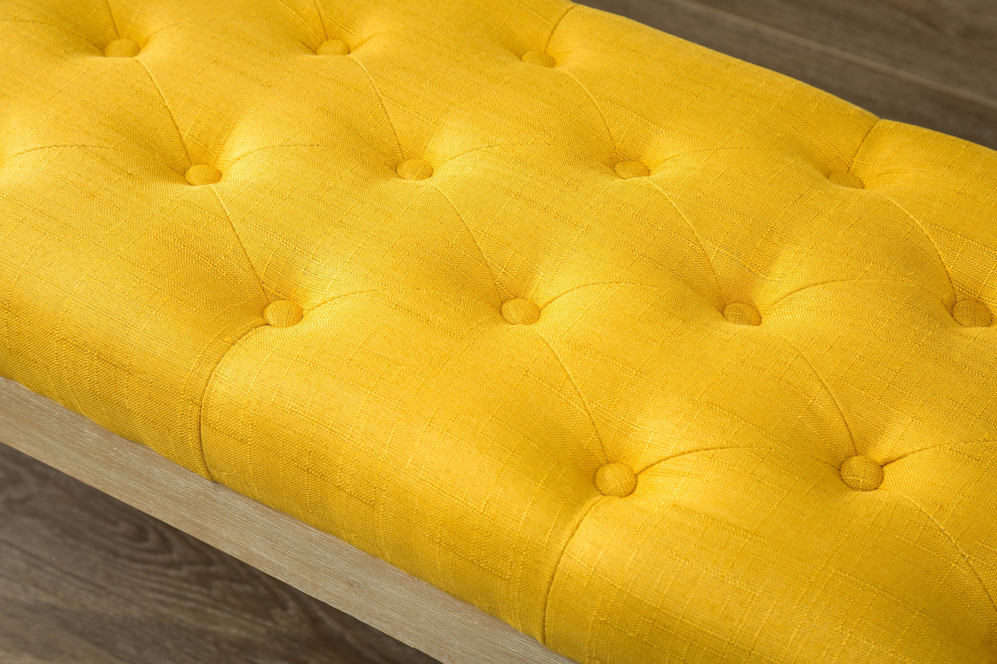 Habit Solid Wood Yellow Button Tufted Dining Bench
