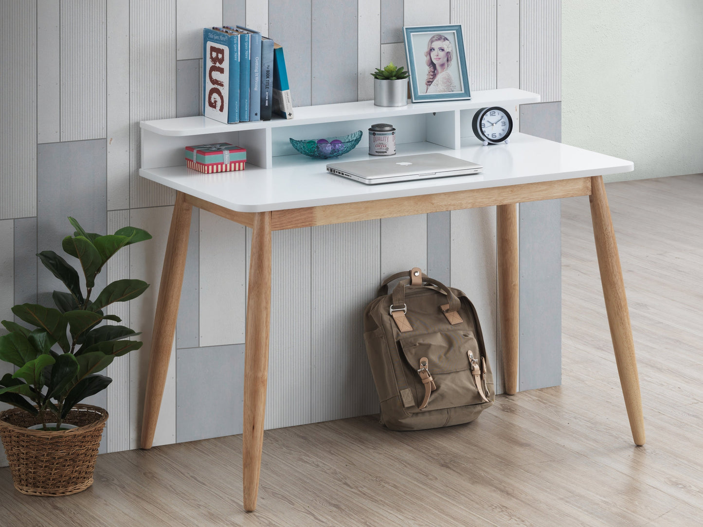 Roundhill Furniture Roskilde Storage Wood Office Desk