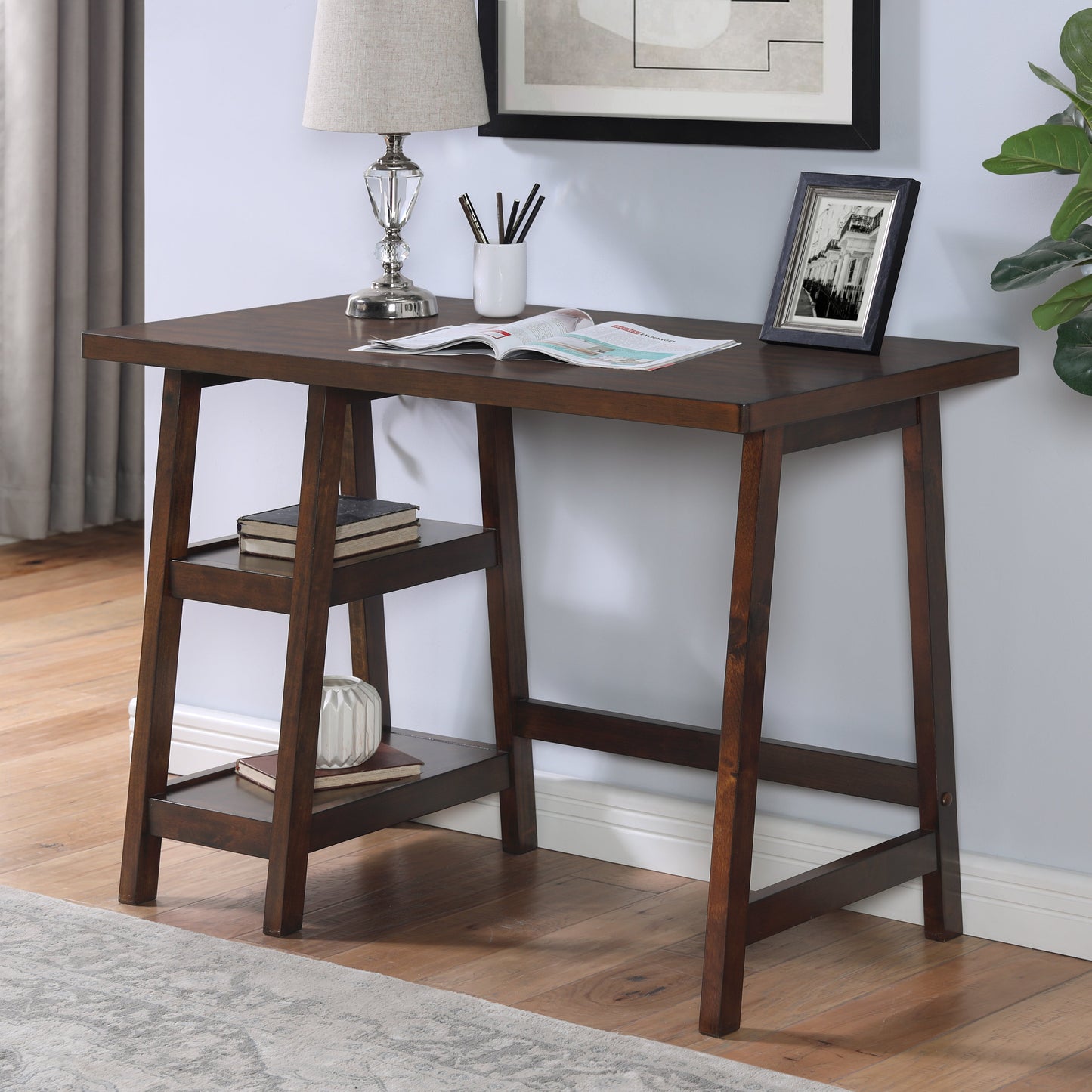 Roundhill Furniture Redina Contemporary Wood Storage Writing Desk