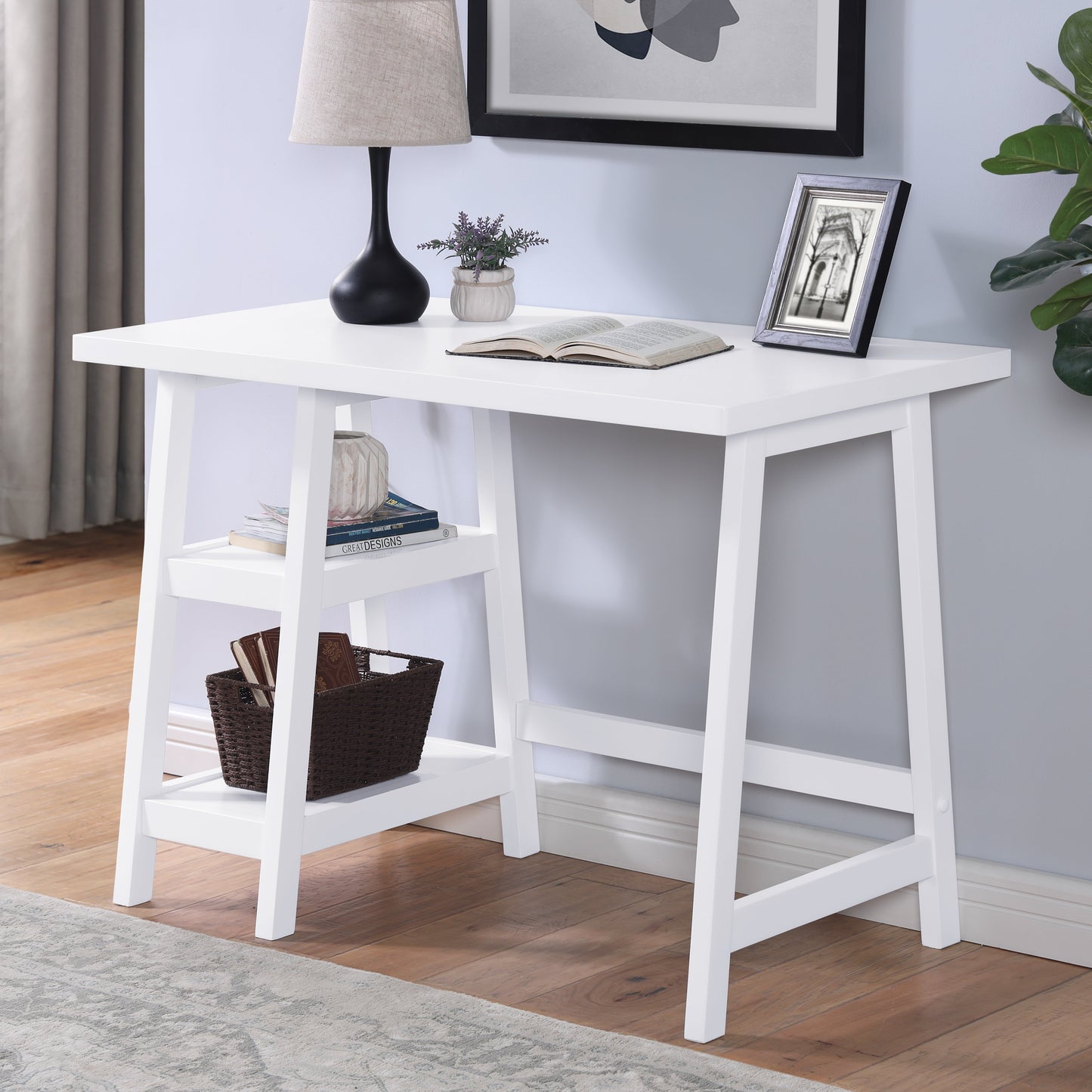 Roundhill Furniture Redina Contemporary Wood Storage Writing Desk