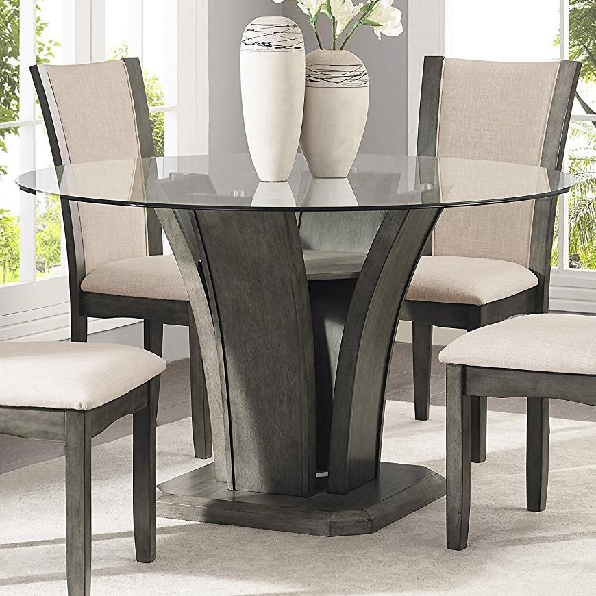 Kecco Grey 5-Piece Glass Top Dining Set, Table with 4 Chairs
